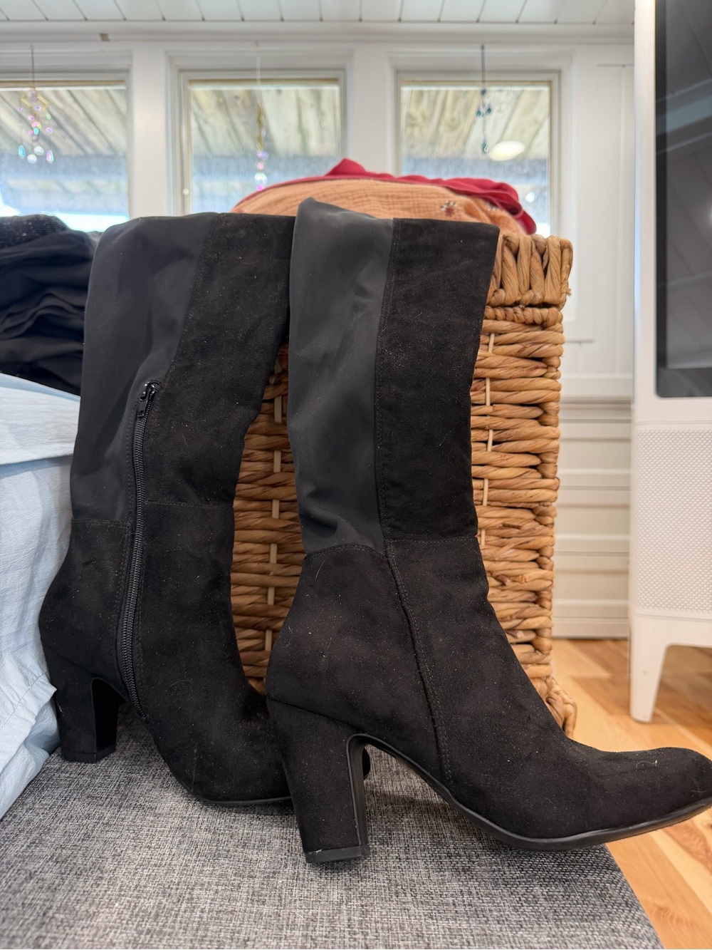 Black Over Knee Block Heel Women's Boots